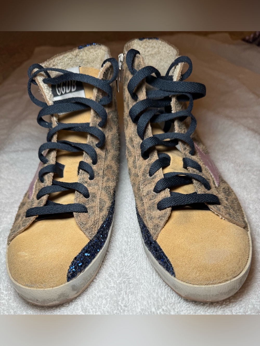 Golden Goose Francy Women Size 36-37 Leopard Print High-Top Pink Star Authentic